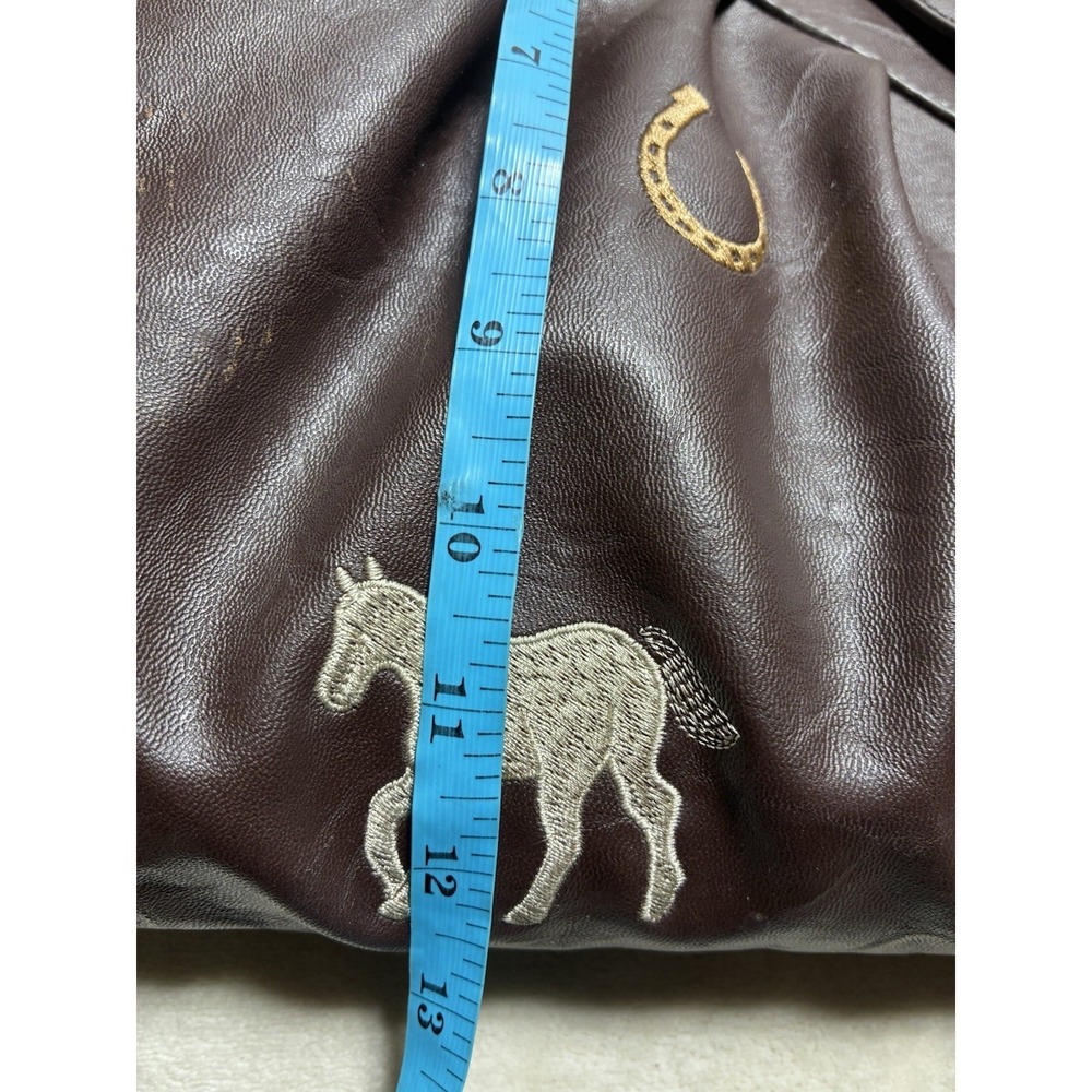 Braciano Purse Brown Faux Leather Embroidered Horses Western Vintage Bag *flaws - Picture 7 of 16